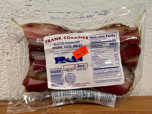 Frank corriher sliced country pork side meat